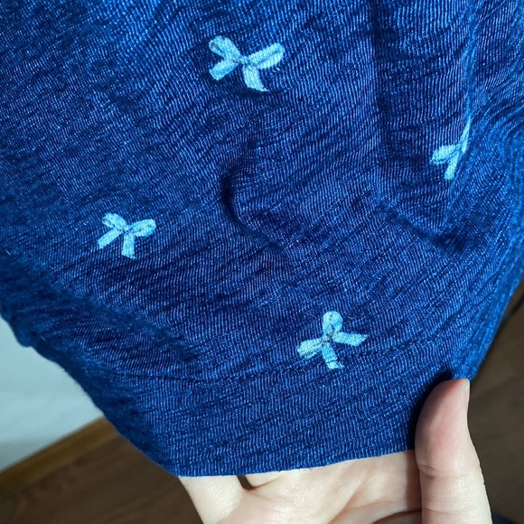 Madewell indigo ink 3/4 sleeve cotton top bows and stripes size S - Picture 9 of 12